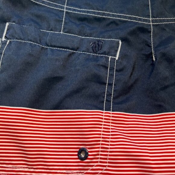 Hang Ten - Size 30 Men's Board Shorts - Red, White, Navy Swim Board Shorts - Picture 9 of 11